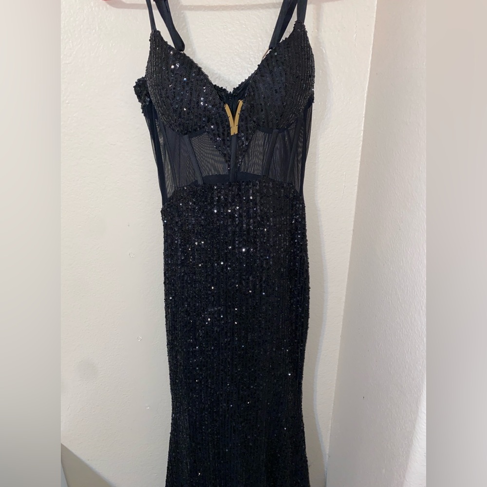 Black long dress from Fashion Nova